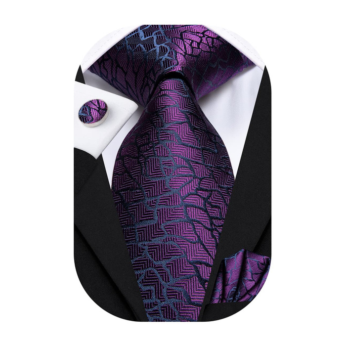 Комплект краватка, запонки та хустинка Hi-Tie класична (сливовий)