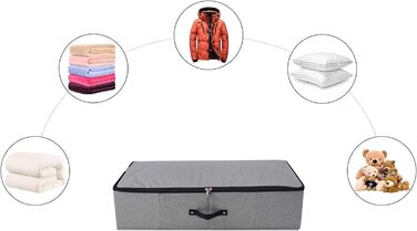 Складана коробка для зберігання під ліжком, 90x42x18 см, чорно-сіра. Органайзер для ковдр, одягу, постільної білизни. Підходить для спальні та шафи.