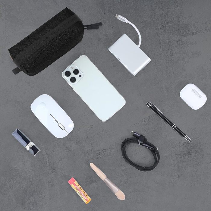 Органайзер для кабелів SIMTOP: компактний кейс для аксесуарів, SD-карт, Powerbank, ідеальний для подорожей, офісу та фотографії, зелений (чорний)