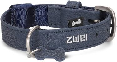 Нашийник для собак ZWEI Leo LE10 з якісної штучної шкіри, регульований, для собак маленьких та середніх порід (28-38 см), багато кольорів (нубук-блакитний)