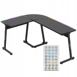 Ігровий кутовий стіл Huzaro Hero 6.0, чорний, RGB LED, регульовані ніжки