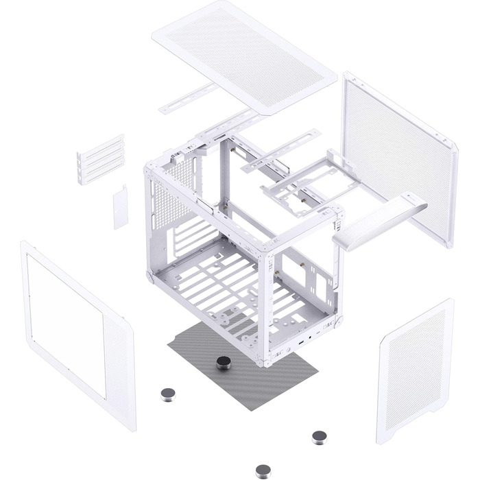 Корпус для ПК Jonsbo C6 MAX білий – компактний mATX з ручкою, сітчаста передня панель, підтримка GPU до 335 мм, CPU-кулер до 170 мм, 5 місць для вентиляторів
