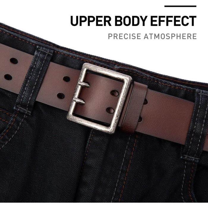 Чоловічий шкіряний ремінь BISON DENIM: джинсовий, бізнес, металевий, ретро. Ширина 38 мм, з подарунковою коробкою (W71812-1cm-кава)