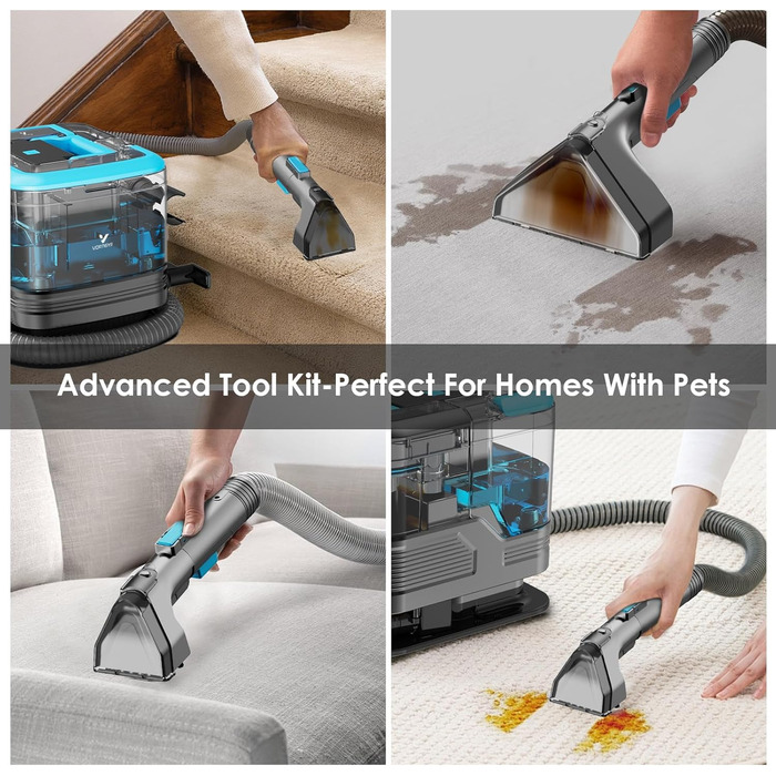 Портативний пилосос для чищення м'яких меблів та килимів C10, 530W, 18kPa, блакитний