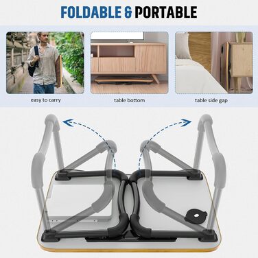 Столик для ноутбука на ліжко Zapuno: багатофункціональний столик з ящиком та підстаканником, зелений (бежевий)