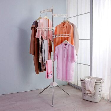 BAOYOUNI Folding Clothes Rack Clothes Drying Rack Garment Rack Clothes Rack Universal Clothes Dryer, with 5 Folding Clothes Hooks, Space-Saving, for Shirts, Blouses, Sweaters, Dresses