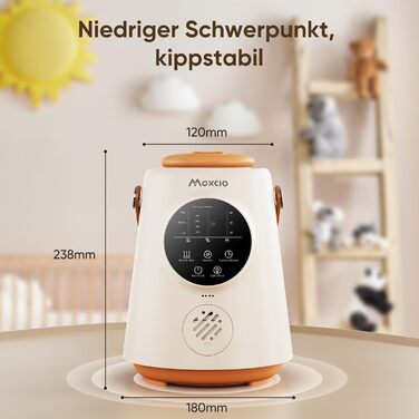 Зволожувач повітря Maxcio 2.5L для дитячої кімнати, охолоджувальний туман, поворотна на 360°, тихий 28dB, великий сенсорний екран, для кімнати, росту рослин, білий