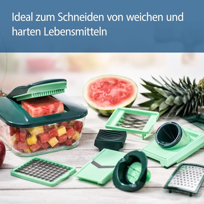 Набір Nicer Dicer Chef від Genius (15 частин): овочеріз, фруторіз, шинкувальник, подрібнювач, овочевий терт, мандоліна, зелень