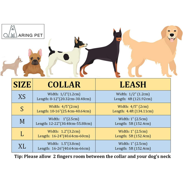 Нашийник та поводок для собак Aring Pet, нашийник та поводок, регульований нашийник для маленьких, середніх та великих собак (L, червоний)