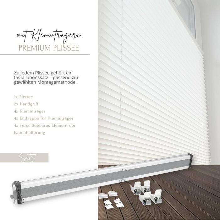 Home-Vision Premium Pleated Blinds, Custom-Made, for Interior Frames, Height, Fabric Color, and Profile Colors, Opaque Blind for Windows & Doors, Sunshade Roller in Various Widths (Clamp-on, Height 50-149 cm)