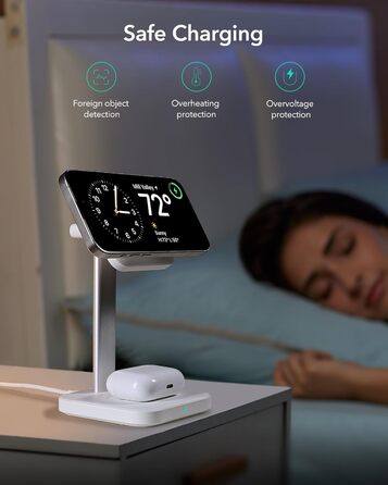 Зарядна станція 2-в-1 ESR MagSafe для Apple Watch та iPhone 17e/17/16/15/14/13/12, AirPods 4 - Біла