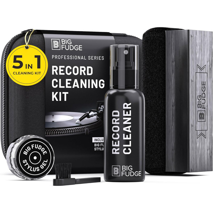 Набір для чищення вінілових платівок Big Fudge 5-в-1: щітка, засіб для чищення голки, сумка – професійний набір для догляду за вінілом