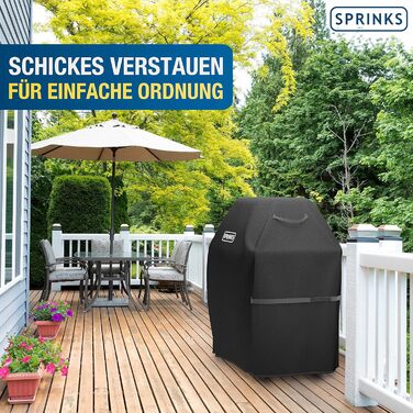 Водонепроникний чохол SPRINKS® для газового гриля 77x67x110 см, оксфорд 600D, чорний, з ручками – захисна накривка для Weber, Napoleon, Enders