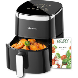 Фритюрниця з гарячим повітрям Fabuletta 4 л, 9-в-1, цифрова LED-панель, до 230°C, швидке приготування та знежирення, попередній нагрів, Shake-режим, чорна