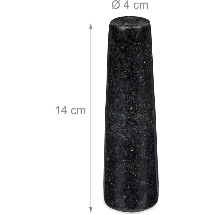 Набір для приготування спецій Relaxdays: гранітний ступка та пестик, 12 см, 300 мл, чорний