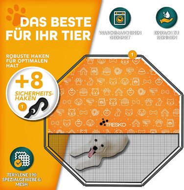 ТресКо® Вольпенlaufstall: Клітка-забіг для цуценят 60 см, з дахом та анкерами | 8-секційна клітка для собак | Складана клітка для собак з дверцятами | Збірка без інструментів | Клітка для тварин, стійка до погодних умов (77 x 80 см)