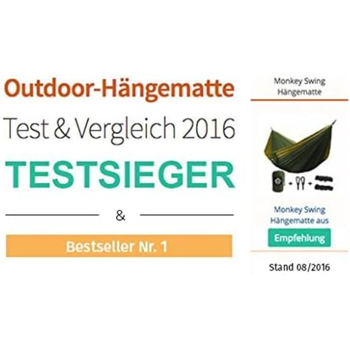 Ultralight Hammock including Carabiners & Heavy-Duty Straps (holds up to 220 kg, 275 x 140 cm) – ideal for camping, outdoor activities, trekking & as a travel hammock (Turquoise/Orange)