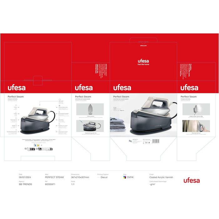 Праска з парогенератором Ufesa Perfect Steam, 2400 Вт, 6.5 Бар, вертикальна та горизонтальна, паровий удар 290 г, бак 1.2 л