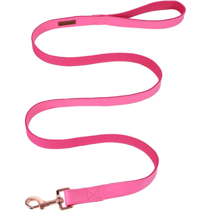 Елегантний поводок та нашийник для собак з натуральної шкіри - міцний нашийник для собак на осінь, регульований для маленьких собак, рожево-рожевий (1 шт.)