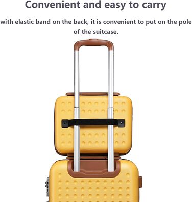 Чемодан-валіза KONO з жорсткою оболонкою, 76x50x31 см, білий (жовтий, косметичка)