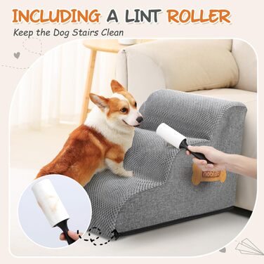 Східці для собак Nobleza: 3 ступені, з роликом для шерсті