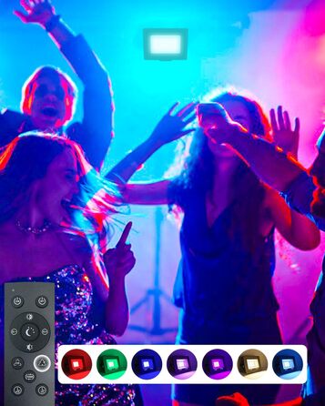 LED прожектори Nipify з датчиком руху для вулиці, 2 шт., 30W 3000Лм, IP65, холодне біле світло 6500K, кабель 100 см, для складу, саду, готелю, дворів (30W-RGB)
