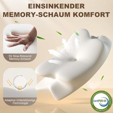 Ортопедична подушка для шиї та плечей: подушка з memory foam для сну на спині, боці та животі. Ергономічна подушка з підтримкою шиї (66 x 40 x 14 см)