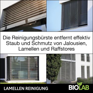 BIOLAB Venetian Blind Cleaning Tongs (incl. 2 Pads) and Blind Cleaning Brush (exterior), for cleaning blinds & Venetian blinds, blind cleaner, slat cleaner, Venetian blind cleaner
