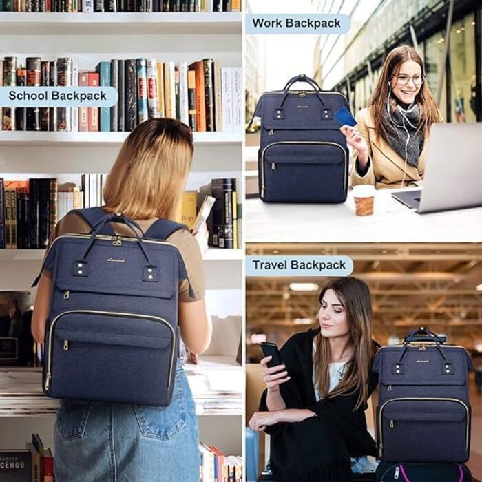 LOVEVOOK Рюкзак для жінок, шкільний/університетський, водонепроникний, з USB-портом, для роботи, подорожей, 17