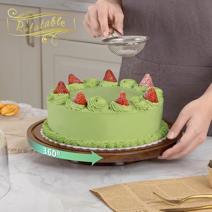 Тортене плата ANBOXIT з підставкою, тортовий стійка з кришкою, плата для тортів з акриловим покриттям, дерев'яна тортене плата з кришкою, акрилова кришка, обертова