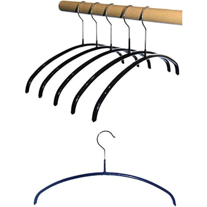 Hagspiel 10-Piece Metal Clothes Hangers, Non-Slip Coated, Black for Children, Teens, Length 36 cm