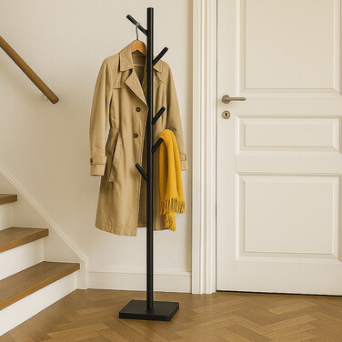 Relaxdays Bamboo Coat Rack with 8 Hooks