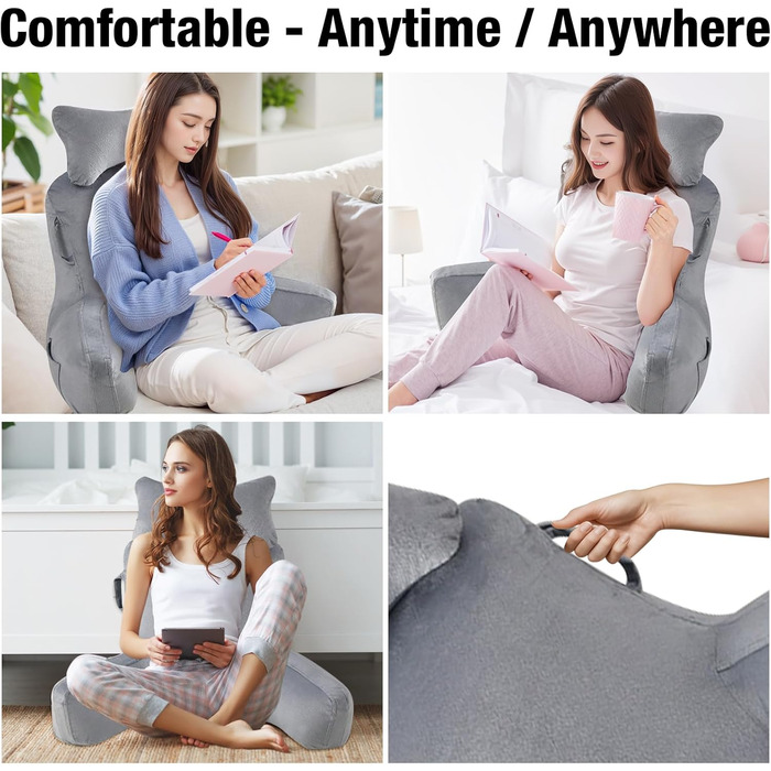 Підлогове/ліжкове крісло-подушка для читання Suewidfay, 90x80 см, з підтримкою спини та шиї