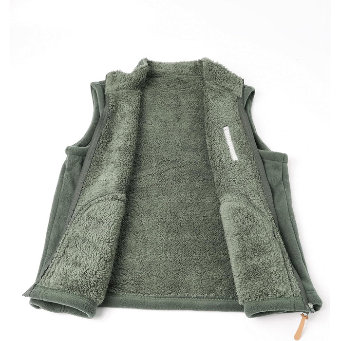 Чоловічий флісовий жилет з коміром-стійкою для активного відпочинку, теплий зимовий жилет з кишенями на блискавці, з підкладкою (Зелений, 3XL)