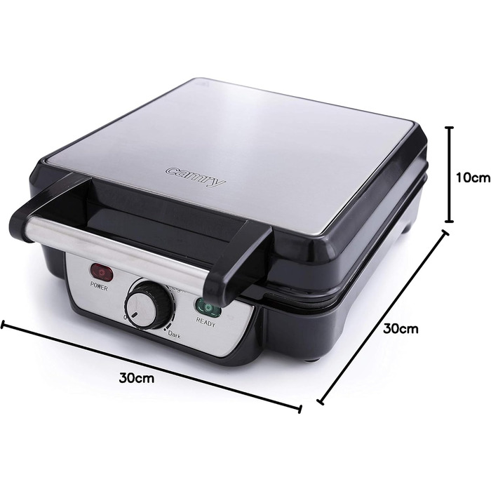 Adler Camry 4-Waffle Maker - 1500W Power, Adjustable Temperature, Black & Silver
