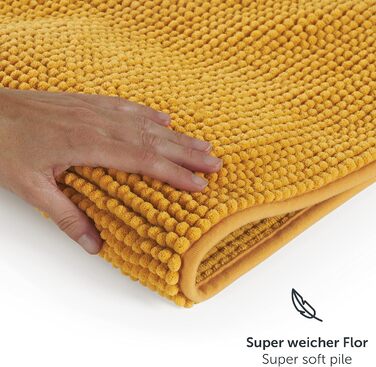 Килимок для ванної Blumtal Chenille 40x60 см - сертифікований Oeko-TEX, антиковзкий, для ванної кімнати, сірий (Spicy Mustard - жовтий)