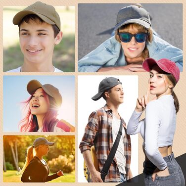 Кепка бейсболка для чоловіків та жінок, бавовна, регульована, унісекс, вінтаж, 3 шт. (світло-сірий, хакі, червоний)