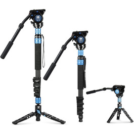 Штатив-монопод SIRUI P-325FL+VH-10: легкий та компактний для подорожей, алюміній, 6 секцій, до 155 см, 8 кг