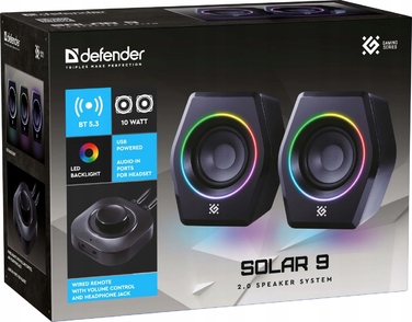 Комп'ютерні колонки Defender Solar 9 2.0 Bluetooth 10 Вт з LED-підсвіткою та USB
