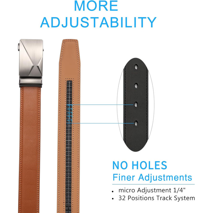 Чоловічий шкіряний ремінь SENDEFN з автоматичною застібкою-разом, ширина 35 мм, регульований розмір (115 см/32''-38'', 125 см/36''-42''), колір 'Laserwinkel-braun'