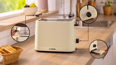 Тостер Bosch MyMoment TAT3M127, 950 Вт, на 2 тости, з функцією розморожування, бежевий