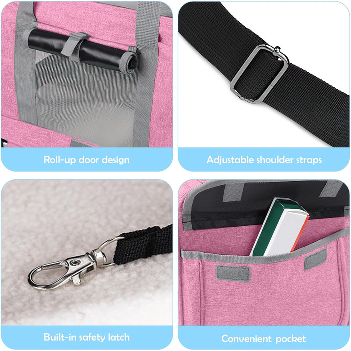 Переноска для тварин ALLSOPETS з колесами для котів та собак, схвалена для авіаперельотів, з висувним ручками, знімними колесами та плечовим ременем, рожева