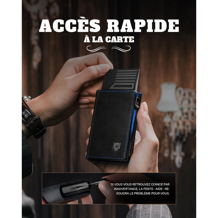 Портмоне чоловіче DODENSHA MagSnap Slim з відділом для монет, RFID захистом, на 10+ карт, чорно-червоне (чорно-синій)