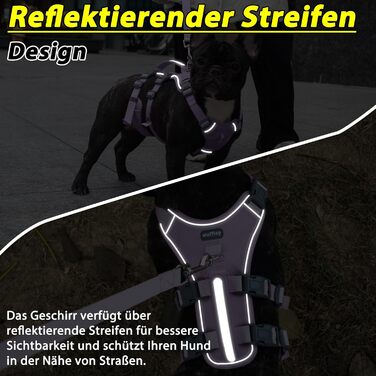 Нашийник для собак з повідком, безпечний нашийник від виривання, анти-тяга, нашийник для собак з ручкою та світловідбиваючими елементами, легкий, регульований, для середніх собак (XS) (Дуже маленький, фіолетовий)