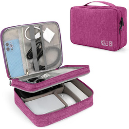 Водонепроникний органайзер для електроніки з 2 відділеннями: SD-картки, флешки, Power Bank, 27x20x8 см (фіолетовий)