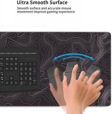 Великий килимок для миші AQQA (88,9 x 43,2 см) з топографічною картою, для геймінгу, офісу та ноутбука