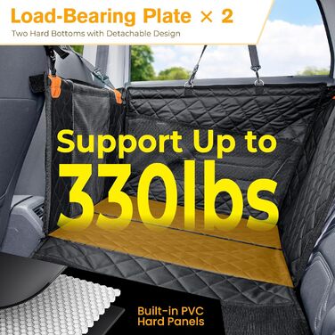 Pecute Dog Car Seat - XL Upgrade - Reinforced & Secure for Medium & Large Dogs - 70x61x55cm with 4 Straps