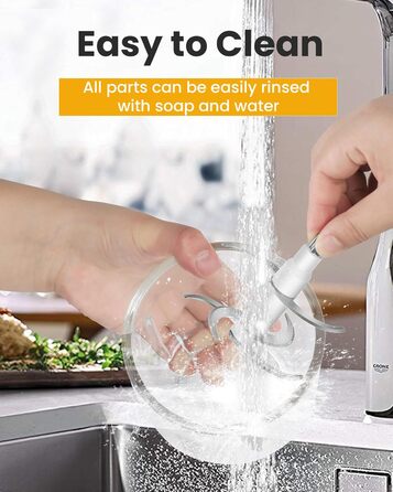 Електричний подрібнювач Wancle 350W, 600мл - для кухні, тихий та зручний у використанні (чорний)