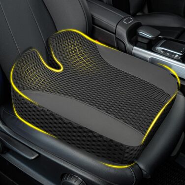 Автомобільна подушка для сидіння Lofty Aim з Memory Foam: підтримка спини, зняття болю при ішіасі, для авто, вантажівки, офісу, інвалідного візка - велика, чорна