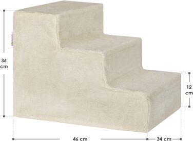 Juskys Pet Staircase Dog Staircase 36 cm - 3-Step Staircase with Washable Plush Cover - Cat Staircase Dog Ramp for Bed, Sofa, Couch, and Car - Cover (Beige)